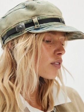 NWT Free People Washed Denim Cadet Hat